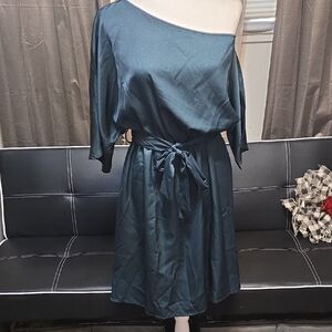 NWOT SHEIN One Shoulder Forest Green Dress
